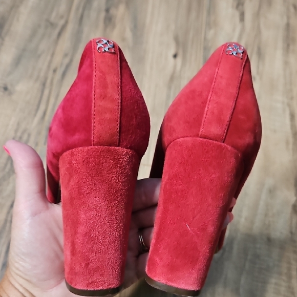 Coach Ophelia Red Burgandy Heeled Shoes with Suede Finish - Picture 5 of 17
